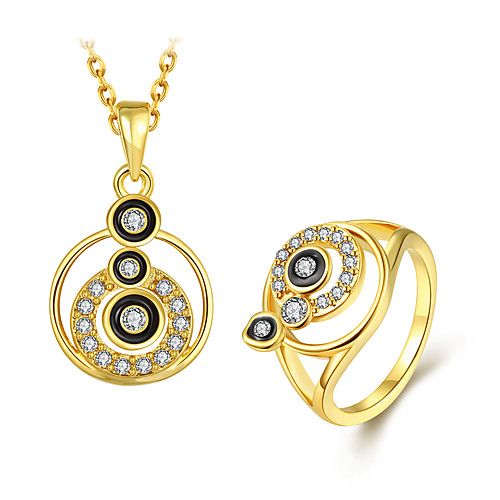 

Women's Pendant Necklace Ring Classic Stylish Unique Design Gold Plated Earrings Jewelry Gold For Daily Work 1 set