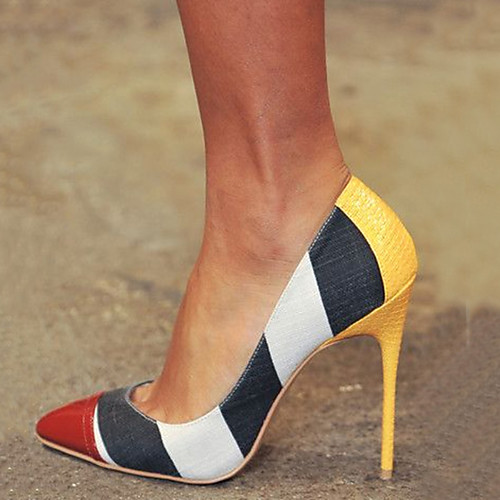 

Women's Heels Stiletto Heel Pointed Toe PU Spring & Fall Yellow / Color Block