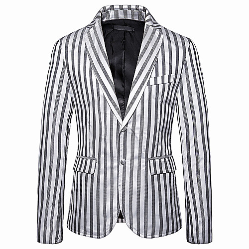 

White / Black / Gold Solid Colored Regular Fit Polyester Men's Suit - V Neck