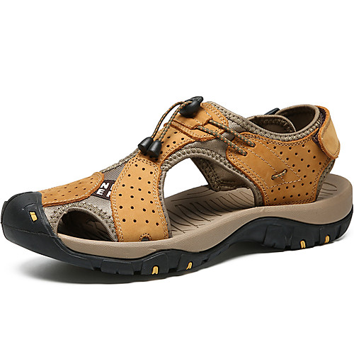 

Men's Summer Casual / Vintage / Beach Daily Outdoor Sandals Water Shoes / Upstream Shoes Cowhide Breathable Non-slipping Dark Brown / Yellow / Blue