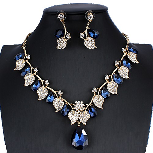 

Women's Blue Red White Bridal Jewelry Sets Link / Chain Floral Theme Luxury Dangling Elegant Vintage Earrings Jewelry White / Red / Dark Blue For Christmas Wedding Party Holiday Engagement 1 set