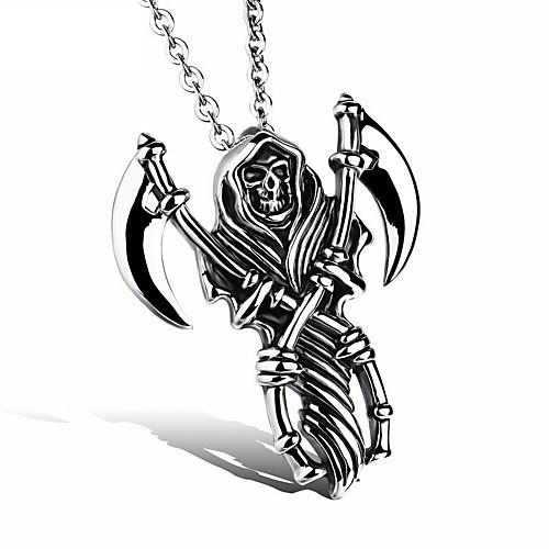 

Men's Pendant Necklace Engraved Skull Statement Unique Design Titanium Steel Silver 55 cm Necklace Jewelry 1pc For Gift School Street Club Promise