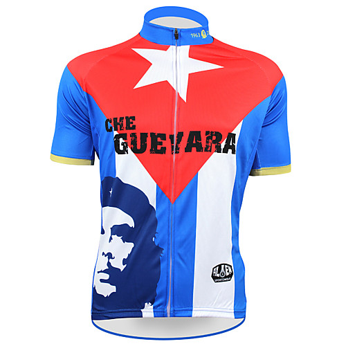 

21Grams Che Guevara National Flag Men's Short Sleeve Cycling Jersey - RedBlue Bike Top UV Resistant Breathable Quick Dry Sports Terylene Mountain Bike MTB Road Bike Cycling Clothing Apparel