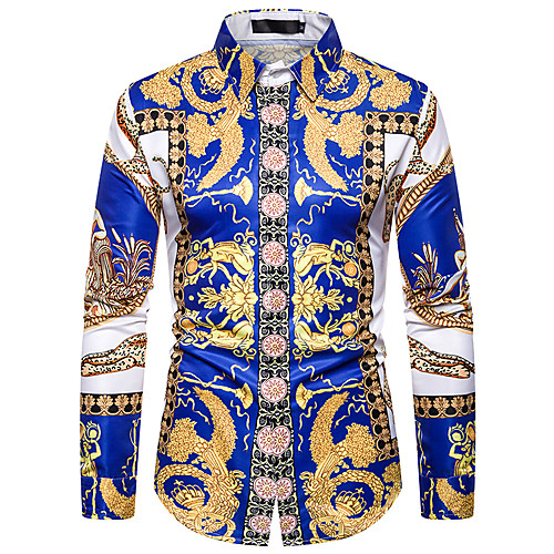 

Men's Shirt Graphic Long Sleeve Daily Tops Blue