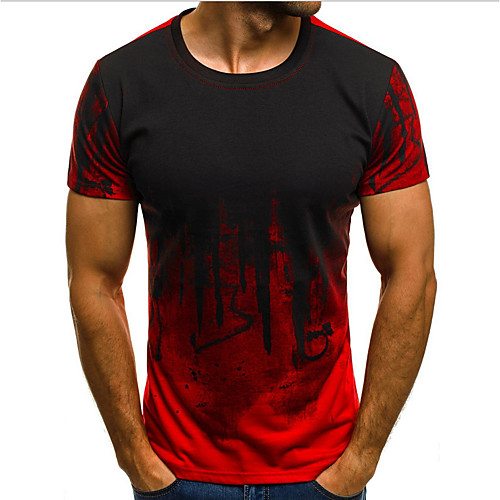 

Men's Graphic T-shirt Daily Round Neck Red / Green / Gray / Short Sleeve