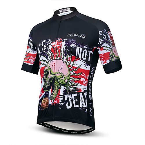 

21Grams Skull Men's Short Sleeve Cycling Jersey - Black Bike Jersey Top Breathable Quick Dry Moisture Wicking Sports Elastane Terylene Polyester Taffeta Mountain Bike MTB Road Bike Cycling Clothing