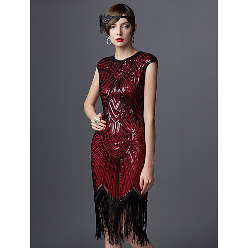 

The Great Gatsby Charleston Vintage 1920s The Great Gatsby Roaring Twenties Vacation Dress Flapper Dress Women's Sequins Costume Golden / BlackGolden / BlackSliver Vintage Cosplay Party Homecoming