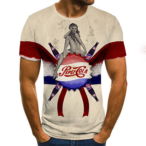 

Men's Color Block 3D Deer Print T-shirt Street chic Punk & Gothic Holiday Club Round Neck Rainbow / Short Sleeve