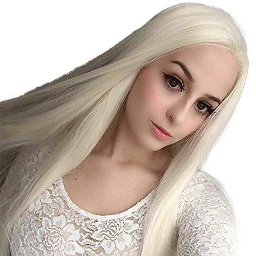 

Synthetic Lace Front Wig Straight Side Part Lace Front Wig Blonde Long Platinum Blonde Synthetic Hair 18-26 inch Women's Adjustable Heat Resistant Party Blonde