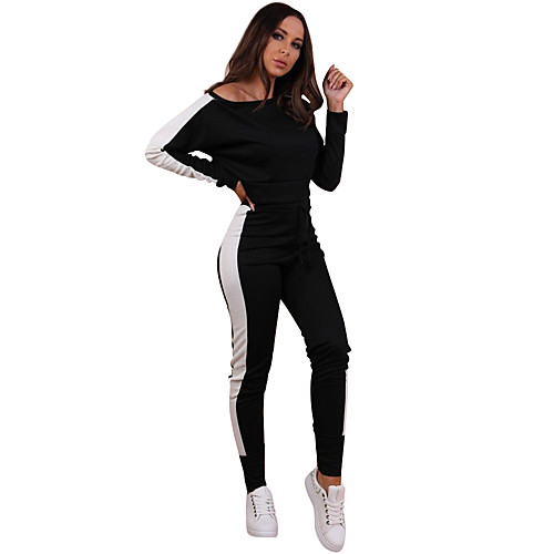 

Women's Patchwork Sweatsuit 2pcs Winter Long Sleeve Nylon Thermal Warm Windproof Breathable Fitness Gym Workout Running Sportswear Black BlueWhite Green Activewear Inelastic / Royal Blue