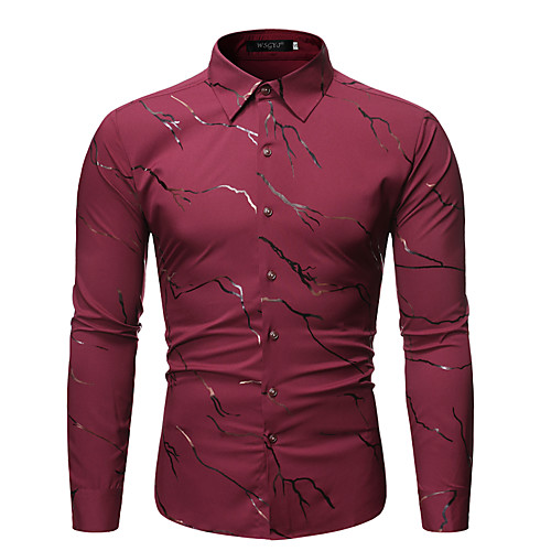 

Men's Shirt Other Prints Graphic Long Sleeve Work Tops Black Wine Navy Blue