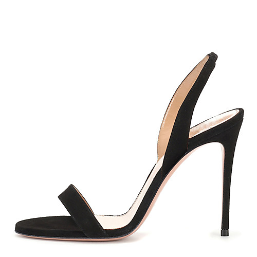 

Women's Sandals Black Sandals Fall / Spring & Summer Stiletto Heel Open Toe Sweet British Daily Solid Colored Suede / Faux Leather Black / Gold