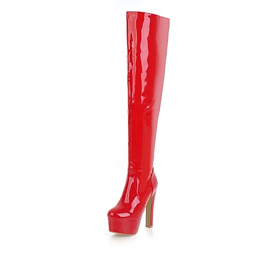 

Women's Boots Over-The-Knee Boots Chunky Heel Round Toe Patent Leather Over The Knee Boots Classic Fall & Winter Black / Gold / Silver / Wedding / Party & Evening