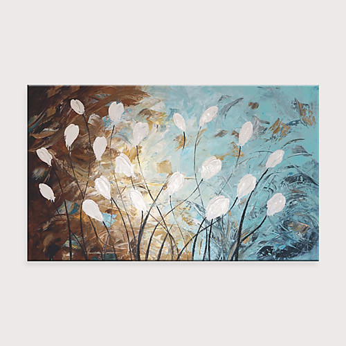 

Oil Painting Hand Painted Horizontal Abstract Floral / Botanical Modern Rolled Canvas (No Frame)