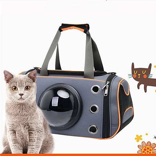 

Dog Cat Pets Carrier Bag & Travel Backpack Breathable Solid Colored Fabric Orange