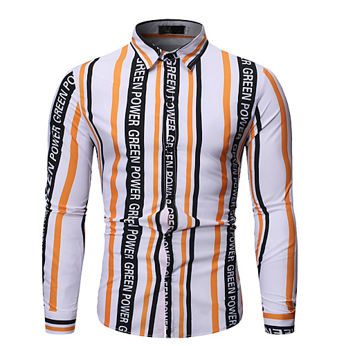 

Men's Shirt Graphic Long Sleeve Daily Tops White Green