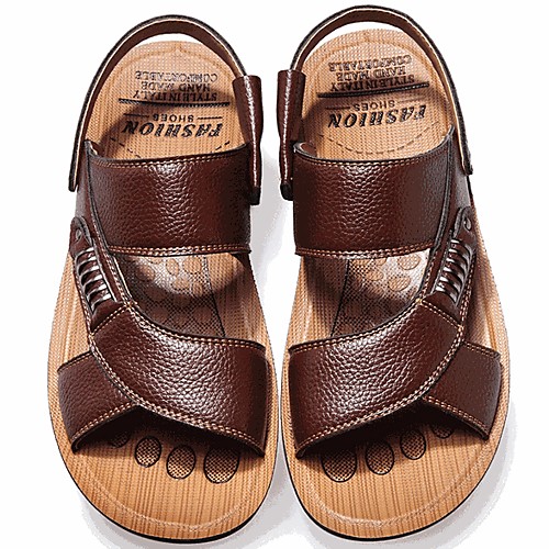 

Men's Comfort Shoes Summer Casual Daily Sandals Walking Shoes Leather Breathable Black / Yellow / Brown / Rivet