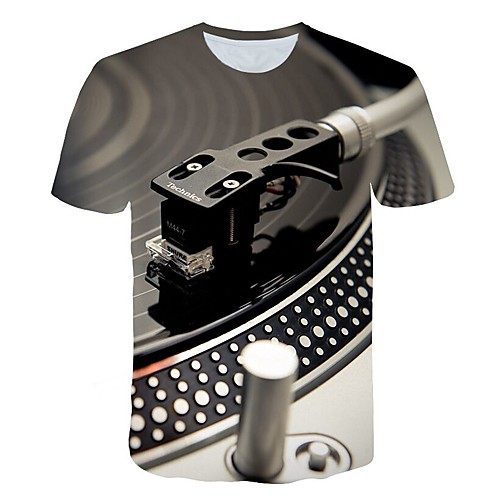 

Men's Street Plus Size T-shirt Graphic Machine Print Short Sleeve Tops Exaggerated Round Neck Yellow Green Royal Blue / Summer