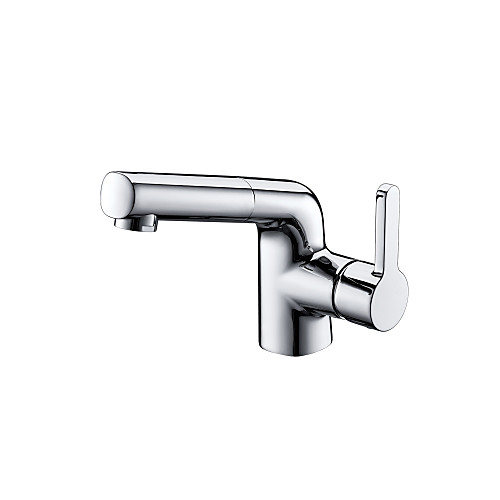 

Bathroom Sink Faucet - Widespread / Pullout Spray Chrome / Black Centerset Single Handle One HoleBath Taps