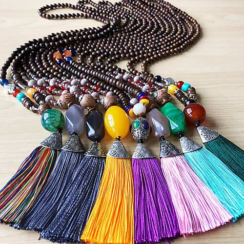 

Women's Pendant Necklace Statement Necklace Beads Totem Series U Shape Simple Classic European Trendy Cord Copper Wood Black Yellow Red Light Green Burgundy 76-80 cm Necklace Jewelry 1pc For