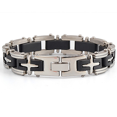 

Men's Wide Bangle Retro Cross Punk Titanium Steel Bracelet Jewelry Silver / Black For Daily
