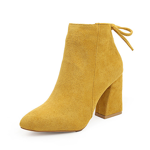 

Women's Boots Block Heel Boots Chunky Heel Pointed Toe Booties Ankle Boots Classic Daily Microfiber Solid Colored Black Yellow Red / Booties / Ankle Boots