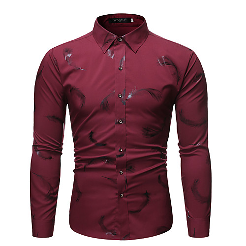 

Men's Shirt Other Prints Graphic Long Sleeve Work Tops Black Wine Navy Blue