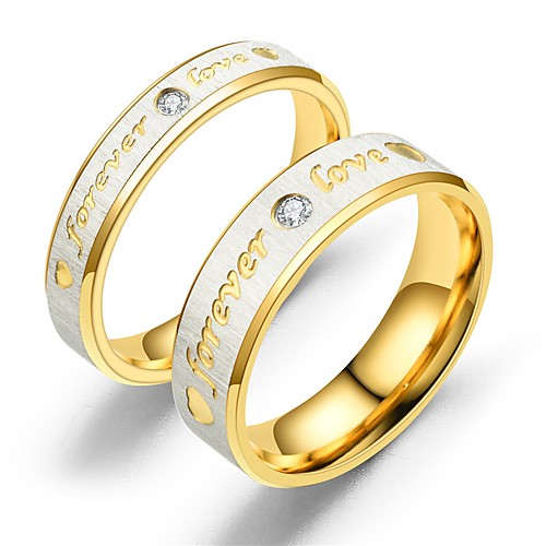 

Couple's Couple Rings Ring 1pc Gold Rose Gold Stainless Steel Circular Vintage Basic Fashion Promise Jewelry Heart Heart