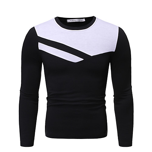 

Men's Polo Color Block Long Sleeve Daily Tops Cotton Basic White Black Dark Gray