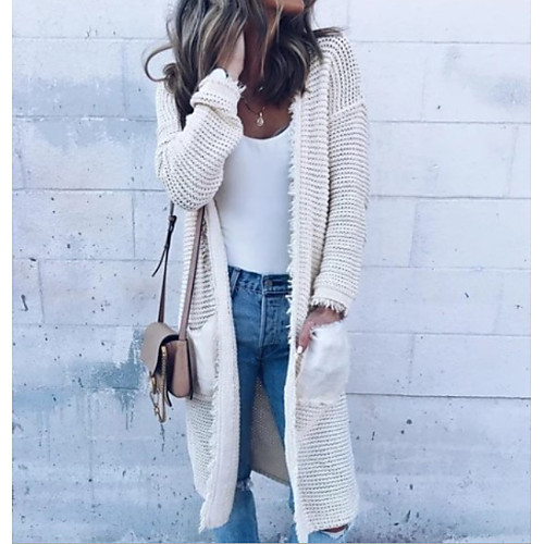 

Women's Solid Colored Long Sleeve Cardigan Sweater Jumper, V Neck Wine / Red / Beige S / M / L