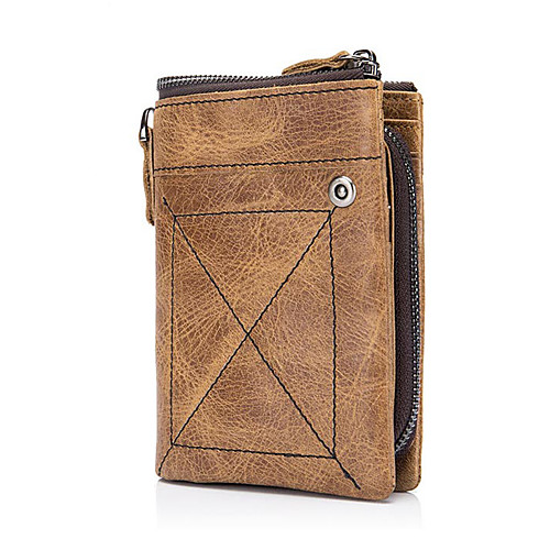 

Men's Cowhide Wallet Solid Color Brown