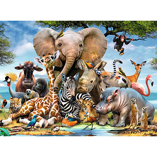 

1000 pcs Animal Series Elephant Jigsaw Puzzle Decompression Toys Adult Puzzle Jumbo Wooden Cartoon Kid's Adults' Toy Gift