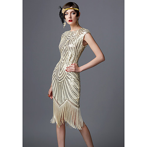 The Great Gatsby Charleston Roaring 20s 1920s Vacation Dress Dress Halloween Costumes Prom Dresses Women's Sequins Costume Black / Red / GoldenBlack / Dusty Rose Vintage Cosplay Party Homecoming Prom