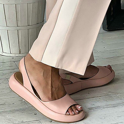 

Women's Sandals Flat Sandal Summer Flat Heel Round Toe Daily Solid Colored PU White / Yellow / Red
