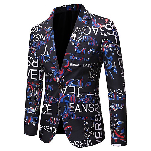 

Men's Blazer, Letter Shawl Lapel Polyester White / Black / Red / Slim