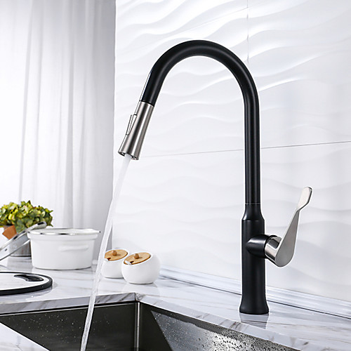 

Kitchen faucet - Single Handle One Hole Stainless Steel / Painted Finishes / Brushed Steel Pull-out / ­Pull-down / Tall / ­High Arc Centerset Contemporary Kitchen Taps