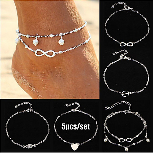 

Ankle Bracelet Women's Body Jewelry For Gift Daily Alloy Gold Silver 5pcs