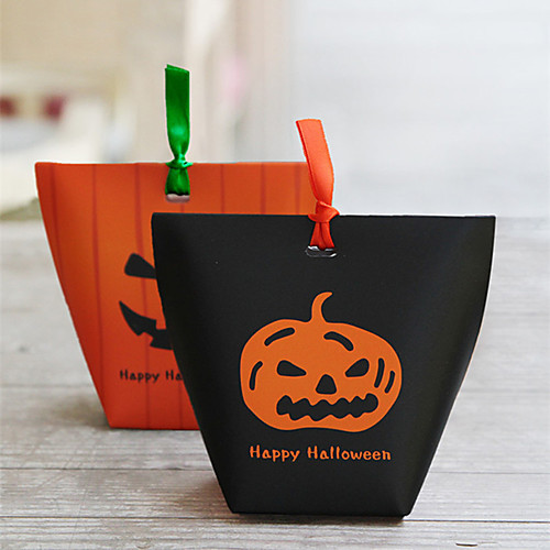 

12pcs Halloween Paper Pumpkin Bag Festive Party Decorations Gift Bags Halloween Supplies