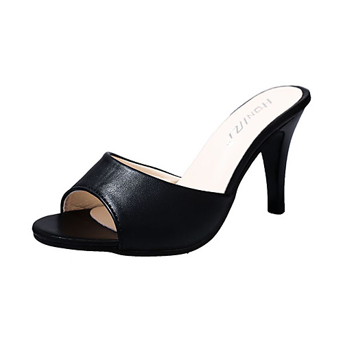 

Women's Sandals / Clogs & Mules Summer Pumps Open Toe Casual Basic Minimalism Outdoor Solid Colored PU White / Black