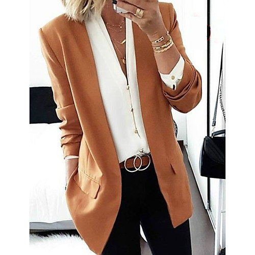 

Women's Blazer, Solid Colored Shawl Lapel Polyester Black / Wine / Blushing Pink