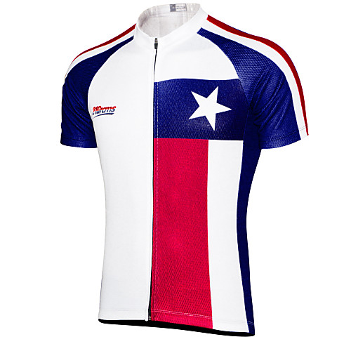 

21Grams Men's Short Sleeve Cycling Jersey Sky BlueWhite Texas National Flag Bike Top Mountain Bike MTB Road Bike Cycling UV Resistant Breathable Quick Dry Sports Clothing Apparel / Micro-elastic