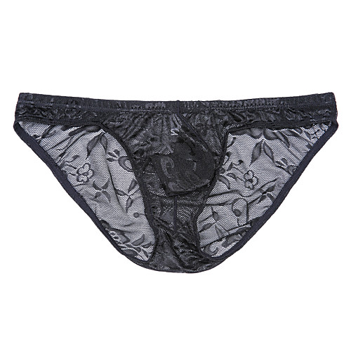 

Men's Lace Briefs Underwear - Asian Size 1 Piece Low Waist Black Purple Blue M L XL