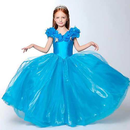 

Cinderella Dress Cosplay Costume Masquerade Girls' Movie Cosplay A-Line Slip Cosplay Halloween Blue / White Dress Halloween Carnival Masquerade Cotton / Polyester Blend