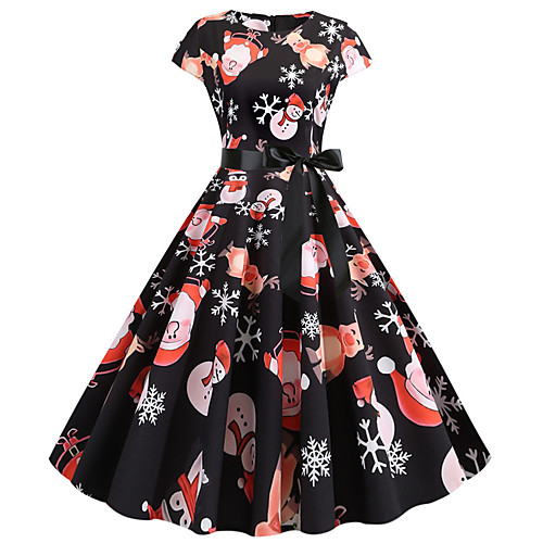 

Santa Claus Christmas Dress Women's Adults' Leisure Christmas Christmas Polyester Dress / Belt