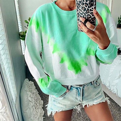 

Women's Pullover Sweatshirt Tie Dye Daily Other Prints Casual Hoodies Sweatshirts Loose Purple Red Light Green