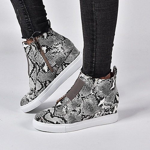 

Women's Sneakers Wedge Heel Round Toe Daily PU Summer Wine Leopard Black