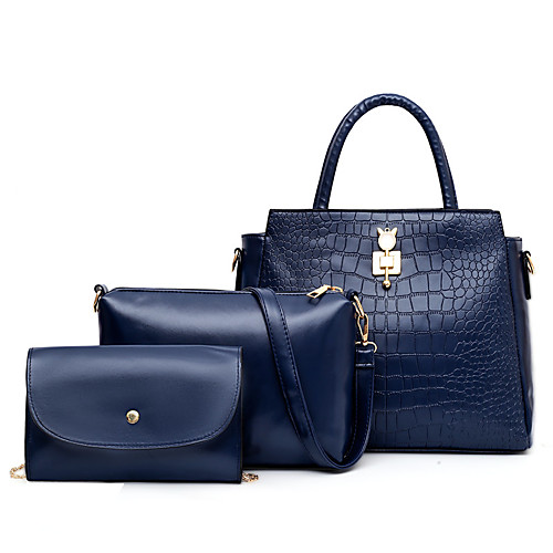 

Women's Zipper PU Bag Set Solid Color 3 Pcs Purse Set Black / Blue / Red