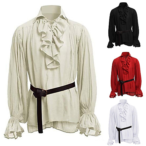 

Knight Ritter Medieval Renaissance Shirt Men's Costume Black / White / Red Vintage Cosplay Party