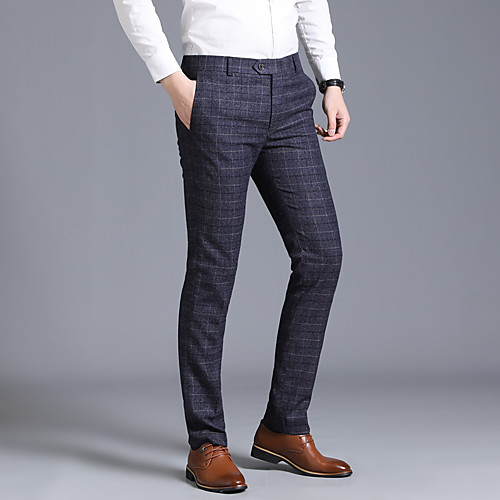 

Men's Basic Dress Pants Pants - Plaid / Checkered Navy Blue Gray US34 / UK34 / EU42 / US36 / UK36 / EU44 / US38 / UK38 / EU46