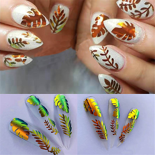 

16pcs/set Nail the flame sticker hot style laser iridescence nail stick with 16 color a gum